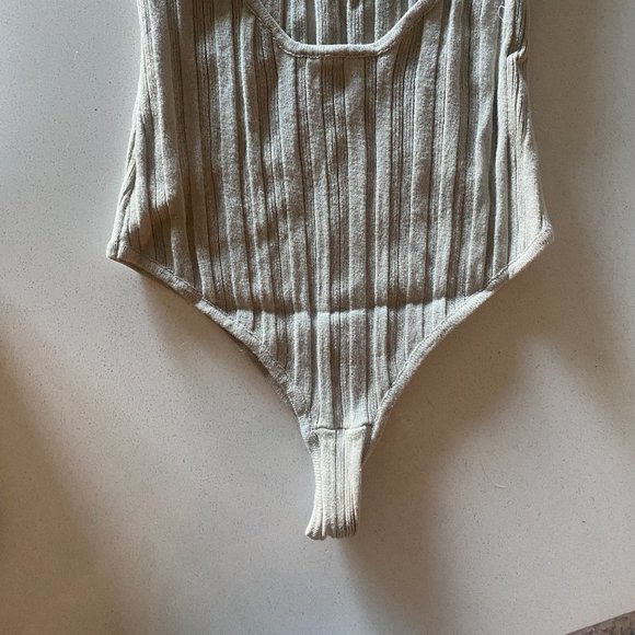 Line by K Isaura Open-back Ribbed Knit Bodysuit in Mushroom - Picture 8 of 9